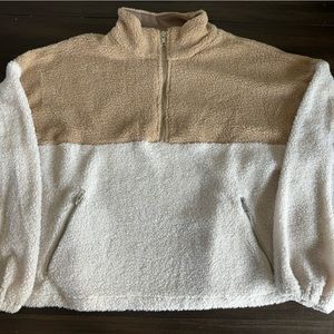 VICI	Discovering The World Sherpa Pocketed Half Zip Pullover Sweater